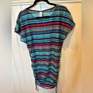 PROLIFE Ladies Women’s Size Small Aqua Red & Black Pattern Pajama Top Co…